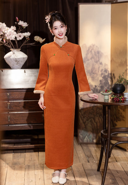 2025 New Thickened Cheongsam – Elegant Warm Daily Chinese Dress