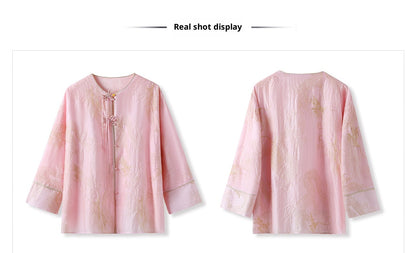 New Chinese Style Dragon Embroidered Shirt & High Waist Skirt Set