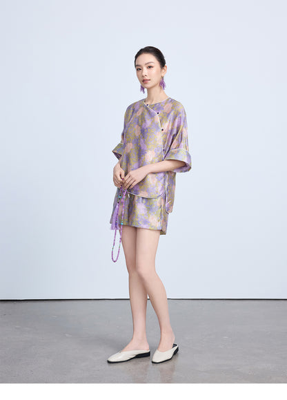 Elegant Chinese Style Summer Top & Shorts Outfit