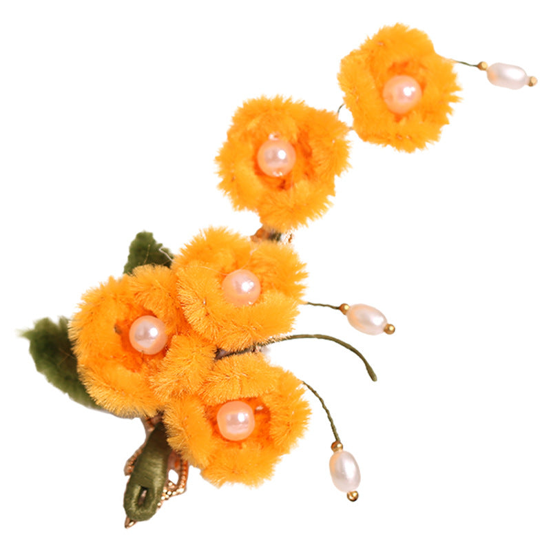Hanfu Hairpin Osmanthus Clip Side Hair Accessory Chinese Vintage Autumn Winter
