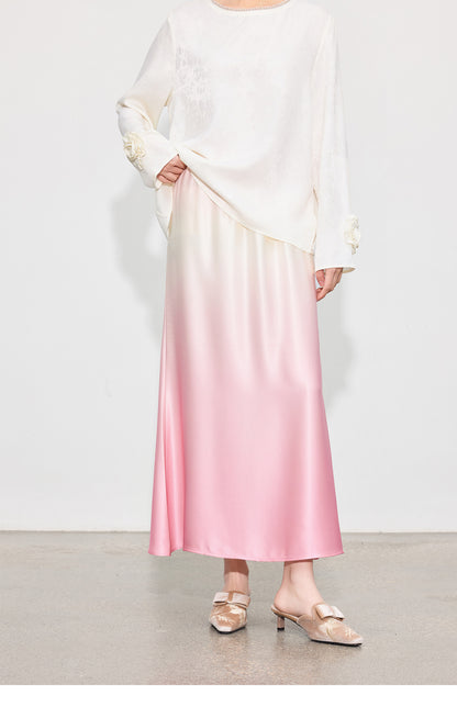 Luxury Acetate Satin Midi Skirt — Gradient High-End Mermaid Style