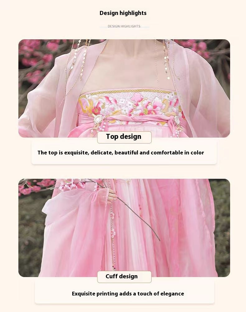Tang Style Hanfu Set — Embroidered Ru Skirt & Large Sleeve Shirt