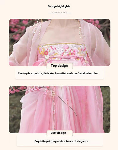 Tang Style Hanfu Set — Embroidered Ru Skirt & Large Sleeve Shirt