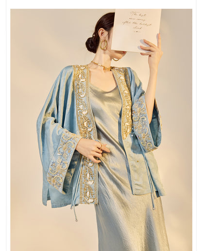 High-End National Style Beaded Jacket | Elegant Light Luxury Jacquard Top