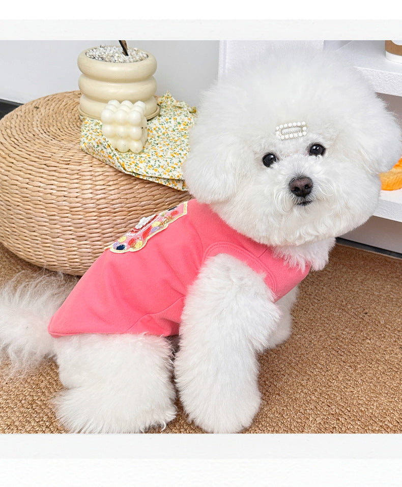 Spring Summer Pet Chinese Style Embroidered Vest for Dogs and Cats