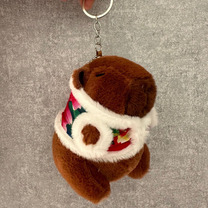 Northeast Floral Capybara Plush Keychain Cute Cartoon Bag Doll