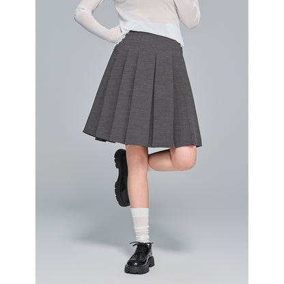 Elegant Versatile Pleated Skirt, High-Waist Design