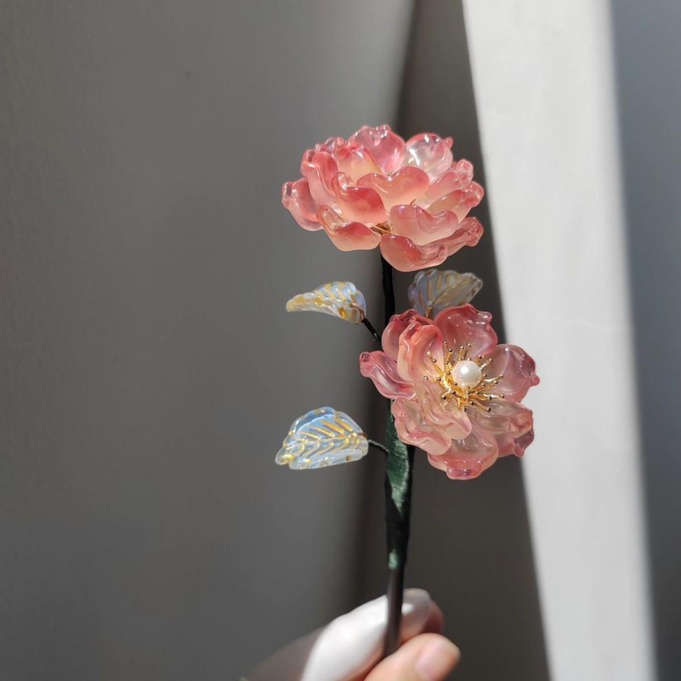 Ethnic Style Ancient Wooden Flower Hairpin High End Retro Hair Accessory