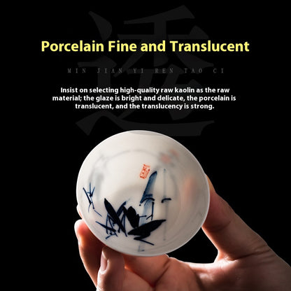 Hand-Painted Blue and White Porcelain Master Tea Cup Jingdezhen