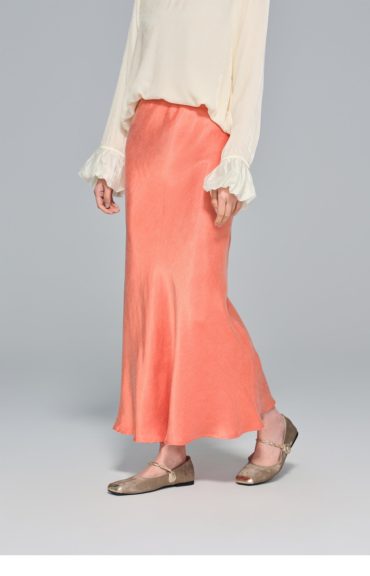 Autumn High-Waist Cupro Silk Skirt for Women