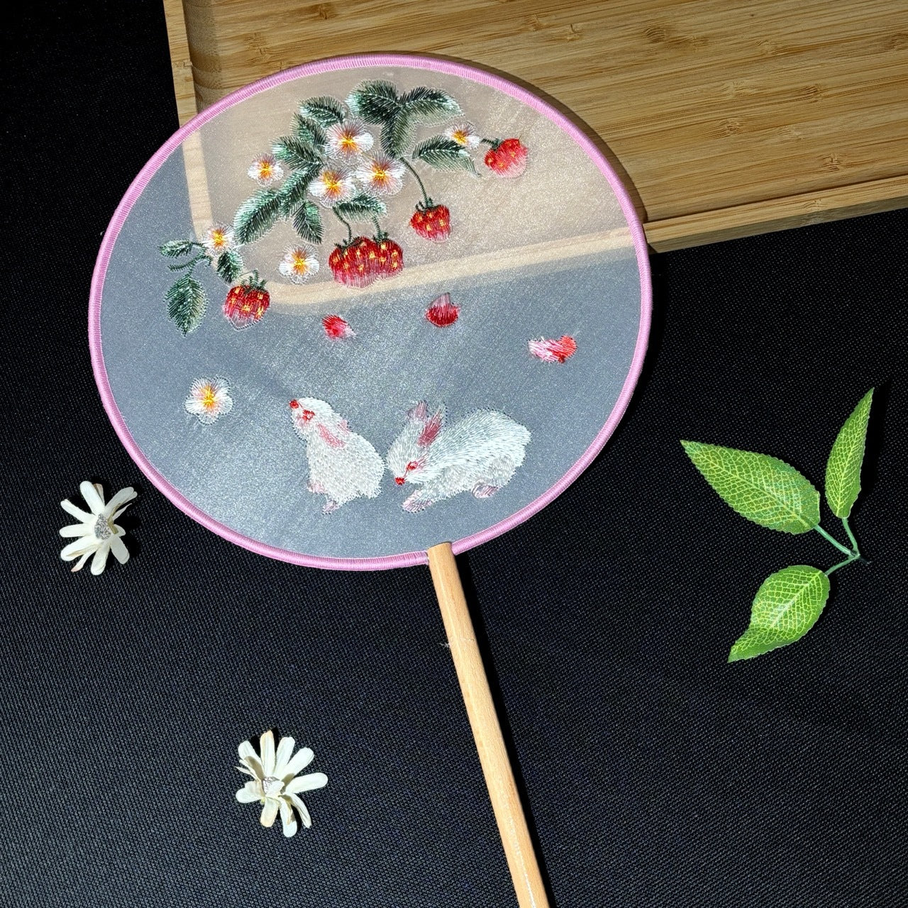 Handmade Chinese Round Fan — Summer Hanfu Cheongsam Embroidered Fan