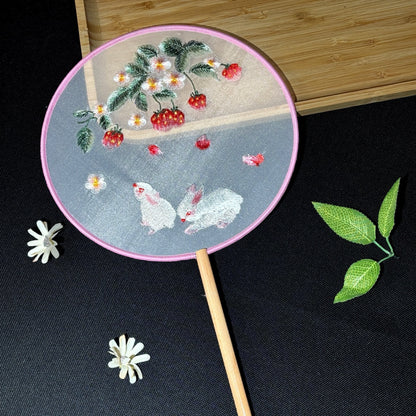 Handmade Chinese Round Fan — Summer Hanfu Cheongsam Embroidered Fan