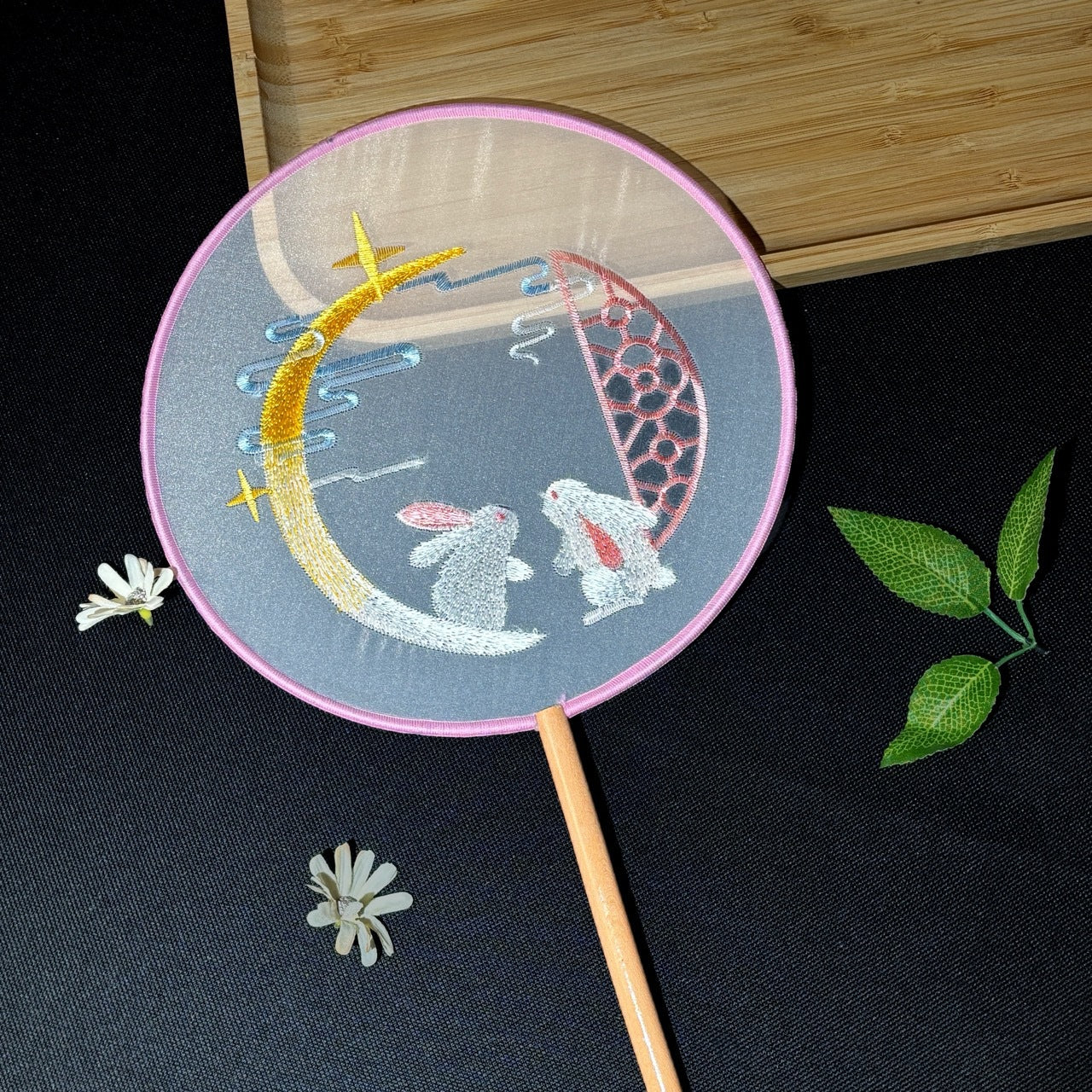 Handmade Chinese Round Fan — Summer Hanfu Cheongsam Embroidered Fan