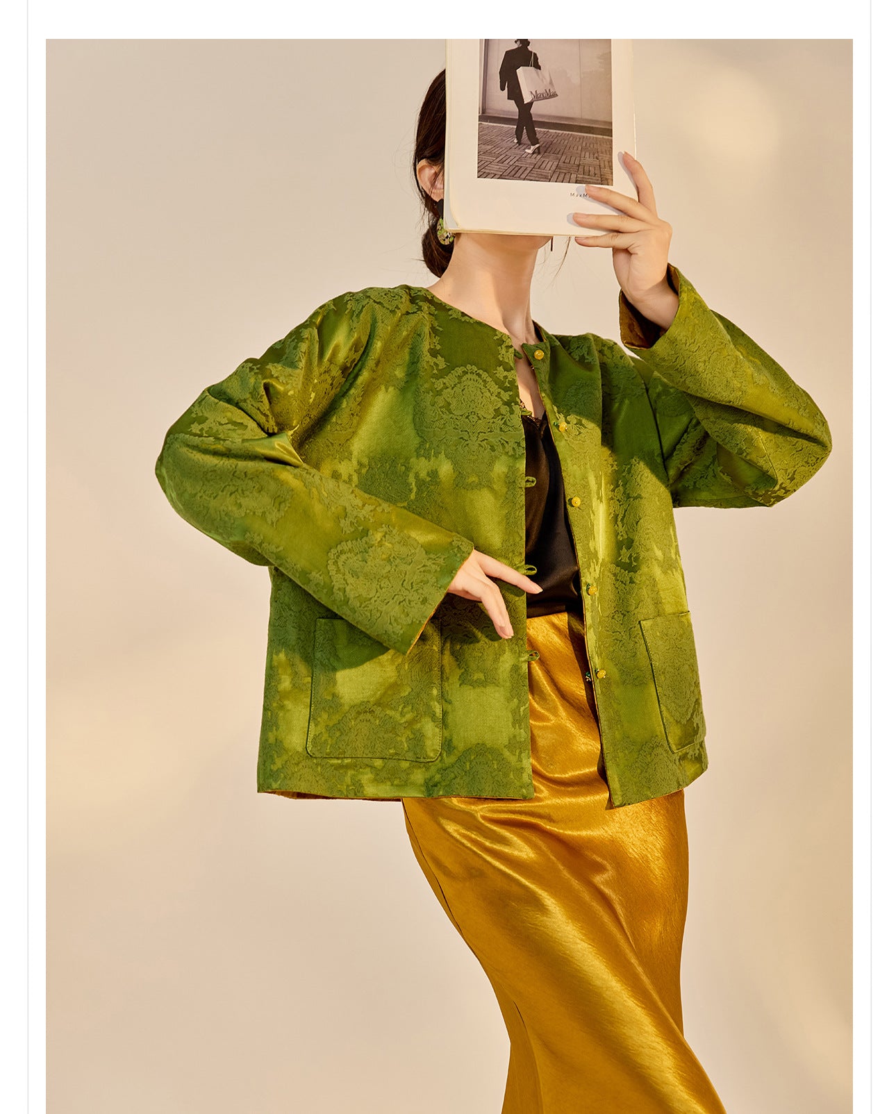 New Chinese Style Reversible Jacquard Elegant Top