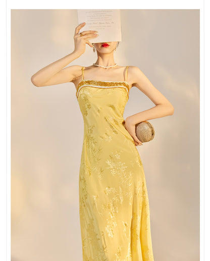 Elegant New Chinese Embroidered Jacquard Cardigan & Strap Dress Set