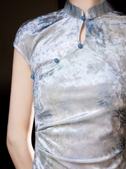 Improved Chinese Style Qipao – Everyday Wear Pink Velvet Dress