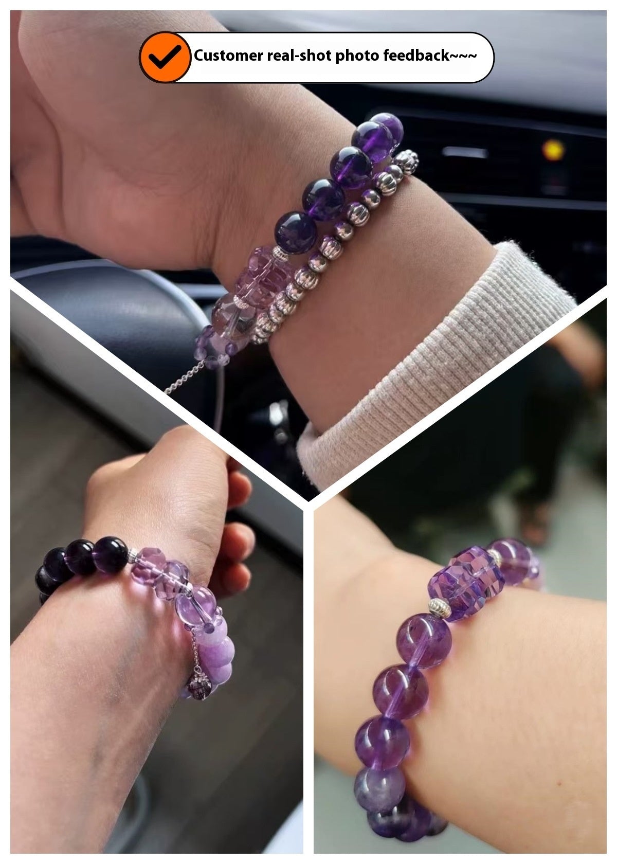 Natural Amethyst Nine-Purple Fire Bracelet — Lucky Exam Charm for Women