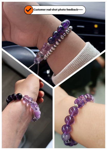 Natural Amethyst Nine-Purple Fire Bracelet — Lucky Exam Charm for Women