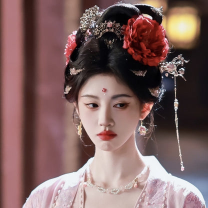 Elegant Ancient Costume Perm Flower Hairpin Hanfu Tang Style Hair Accessory