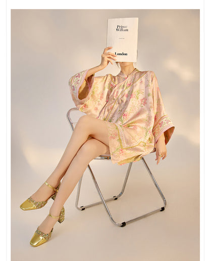 2026 Summer New Chinese Style Printed Rayon Loose Elegant Blouse