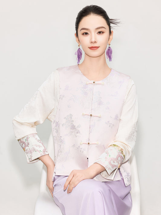 Stylish Button-Up Jacquard Vest for Women