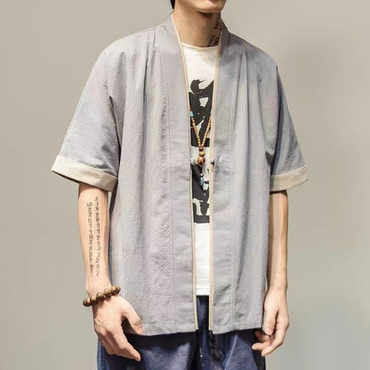 Summer Chinese Hanfu Shirt Men Plus Size Cotton Linen Casual Top