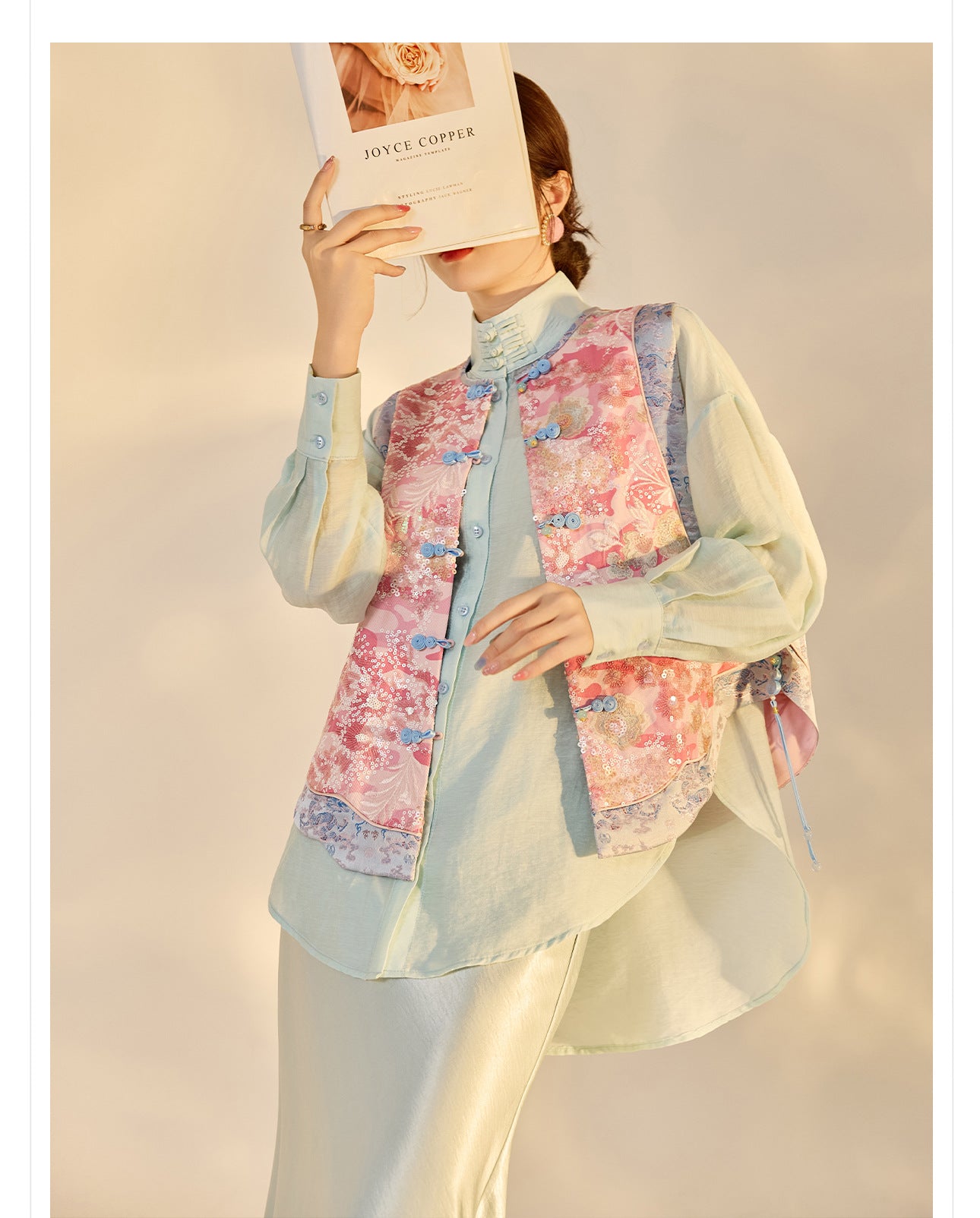 Jacquard Sequin Tank Top – Elegant National Style Women's Wear