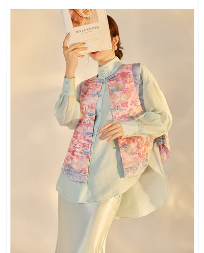 Jacquard Sequin Tank Top – Elegant National Style Women's Wear