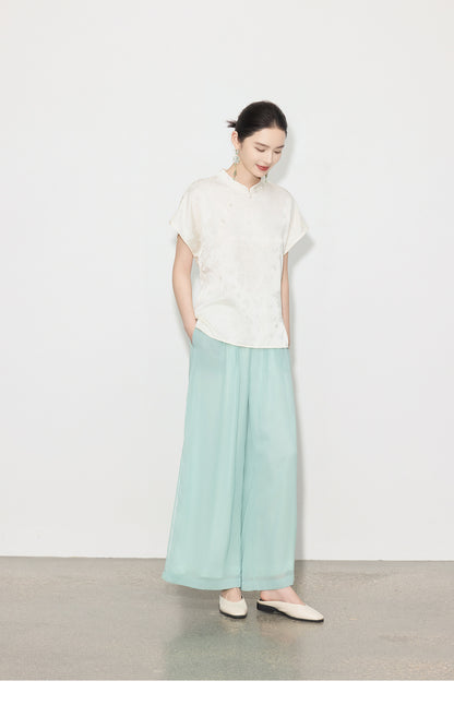 High-Waist Wide-Leg Draped Pants for Women