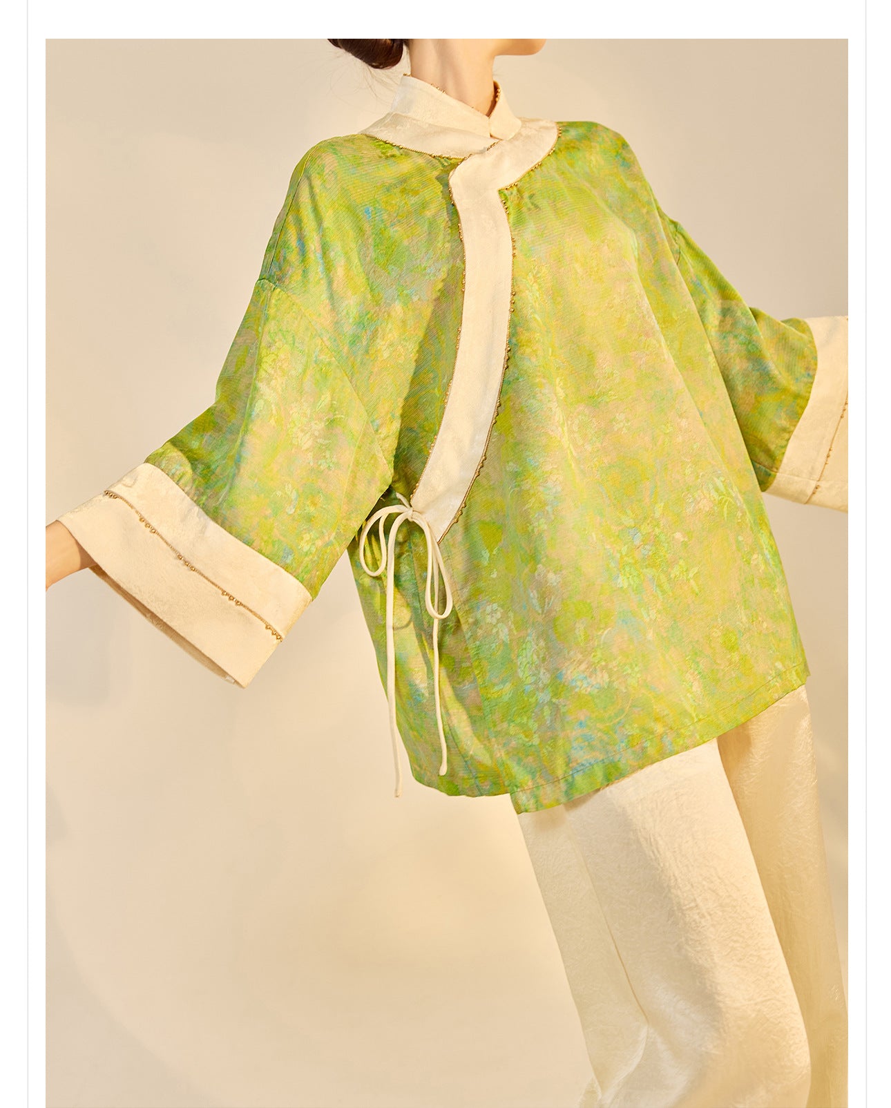 Early Autumn New Chinese Style Silk Lace-Up Short Coat | Retro Thin Top for Women