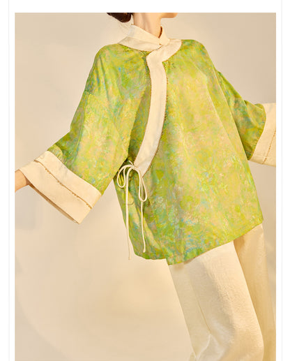 Early Autumn New Chinese Style Silk Lace-Up Short Coat | Retro Thin Top for Women