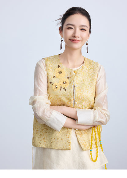 Elegant Chinese Style Sequin Embroidered Top