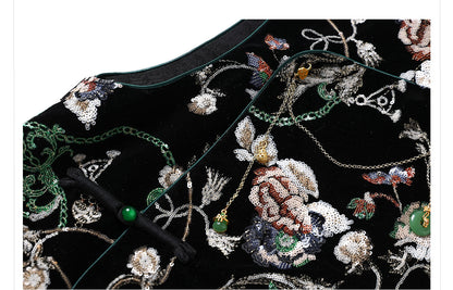 Elegant Velvet Floral Sequin Vest – High-End Women's Fashion