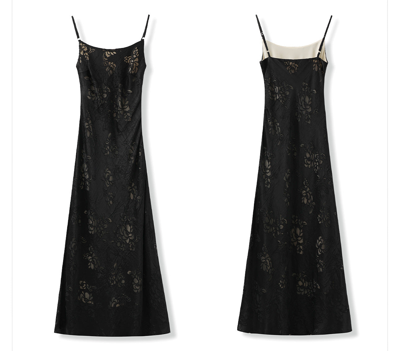 Elegant National Style Rayon Jacquard Embroidered Long Camisole Dress