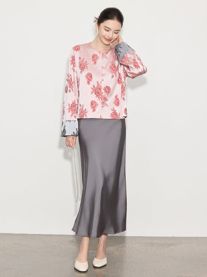 2026 Spring Summer Satin Jacquard Elegant Jacket for Women