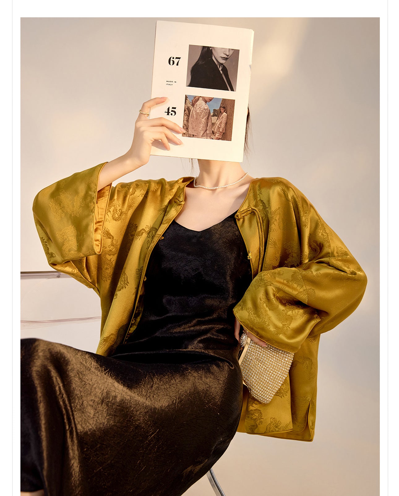 New Chinese Old Money Style Dragon Embroidered Acetate Luxury Coat