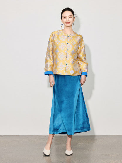 Stylish Retro Jacquard Long Sleeve Jacket