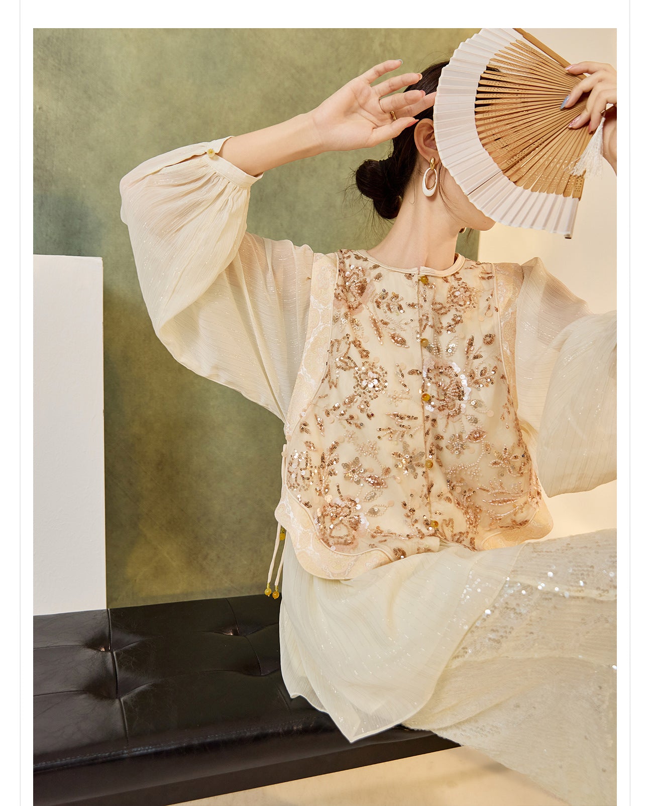 New Chinese Style Embroidered Mesh Shirt | Autumn Light Luxury Elegant Top