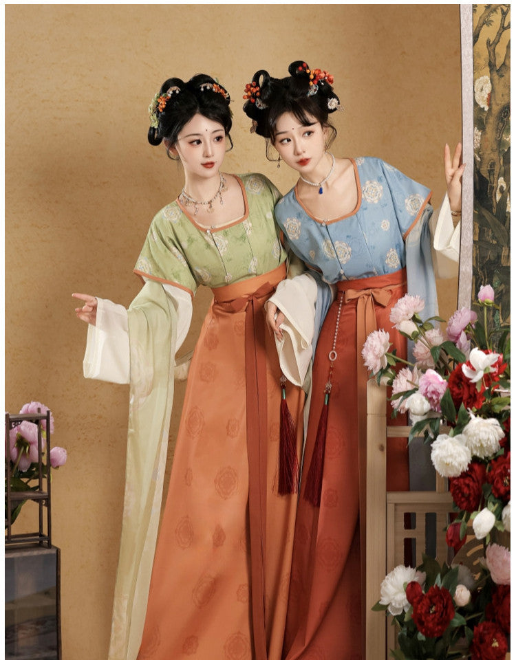 Tang Dynasty Hanfu Set — Beizi Shirt & Eight-Panel Waist Skirt