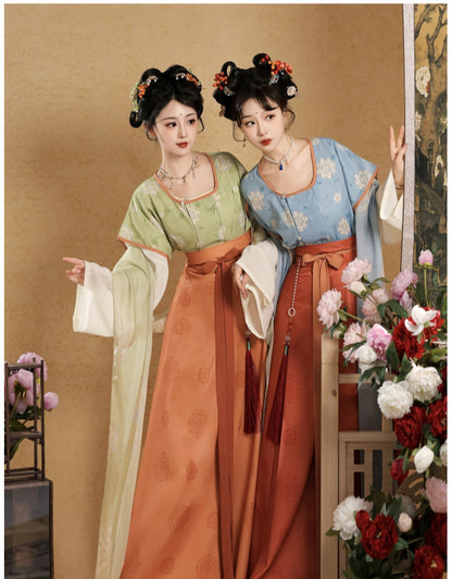 Tang Dynasty Hanfu Set — Beizi Shirt & Eight-Panel Waist Skirt