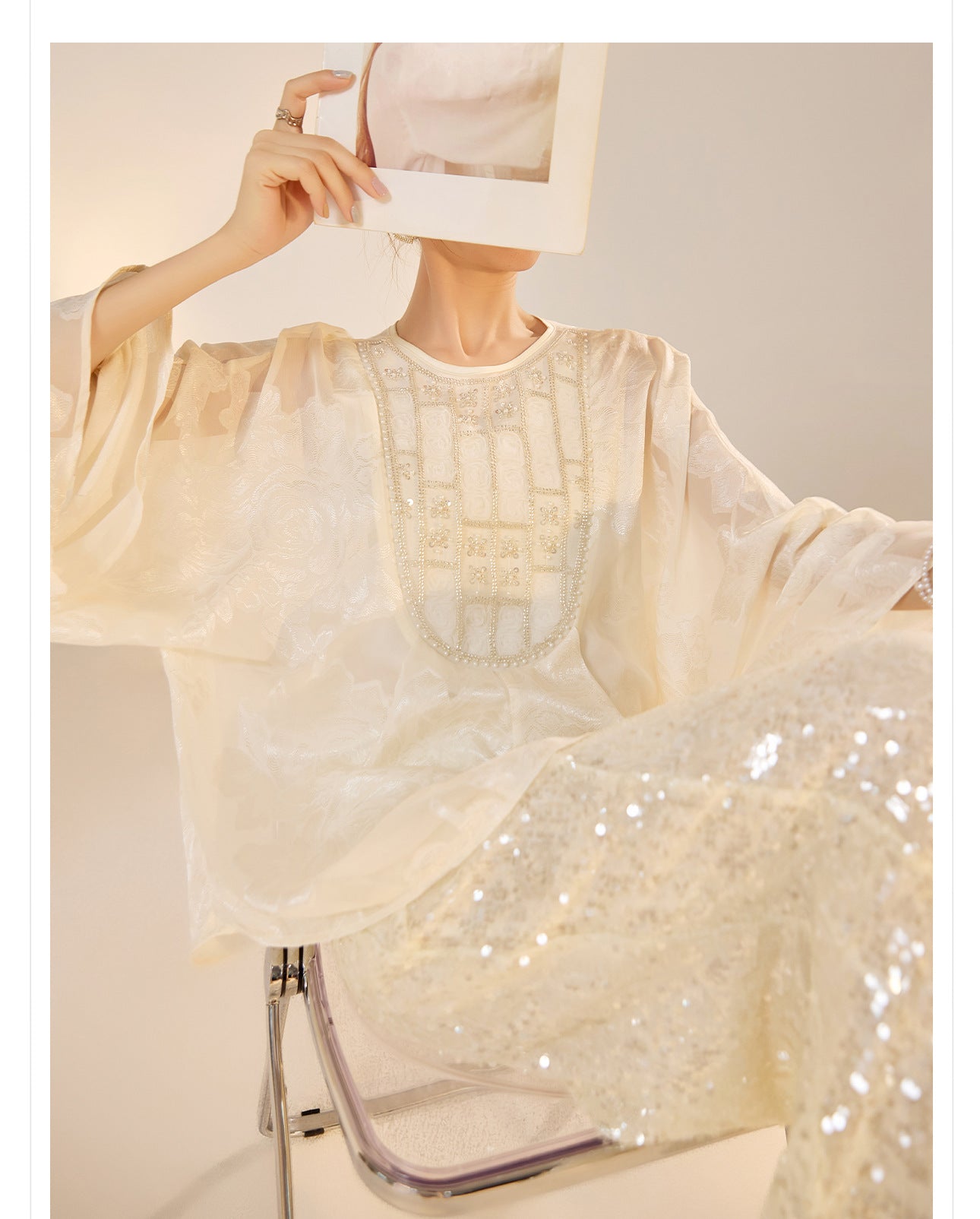 New Chinese Style Beaded Embroidered High-End Blouse for Women