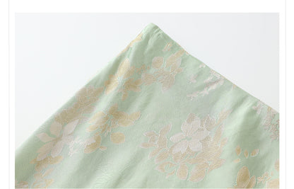 High-End Embroidery Stand Collar Vest & Jacquard Mermaid Skirt