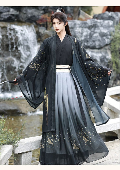 Unisex Jin Dynasty Hanfu Cross Collar Top Daily Wear Ancient Style
