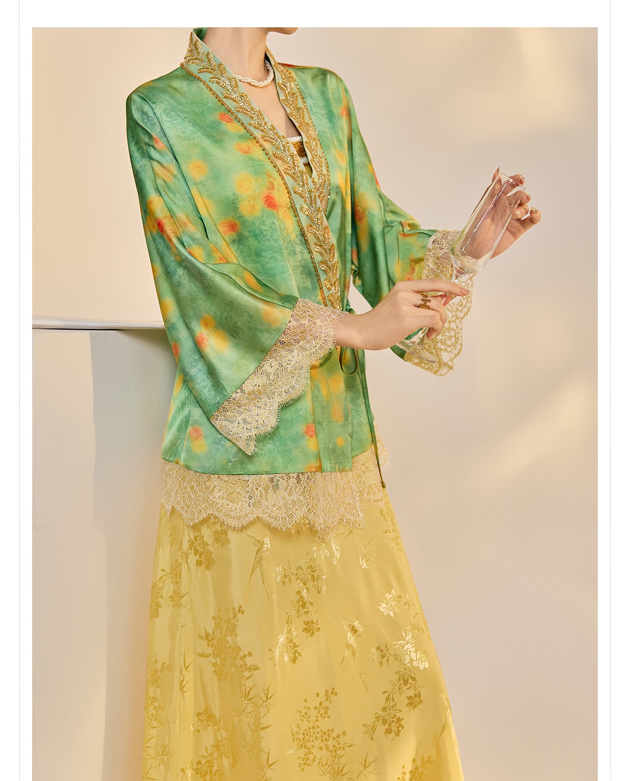 Elegant New Chinese Embroidered Jacquard Cardigan & Strap Dress Set