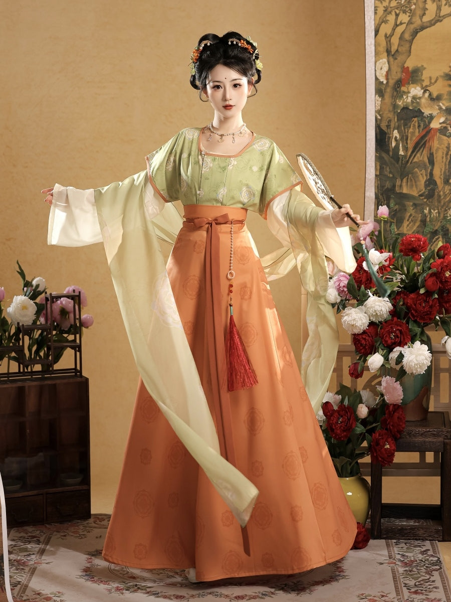 Tang Dynasty Hanfu Set — Beizi Shirt & Eight-Panel Waist Skirt