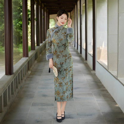 Old Shanghai Style Qipao – Elegant Autumn Winter Daily Wear
