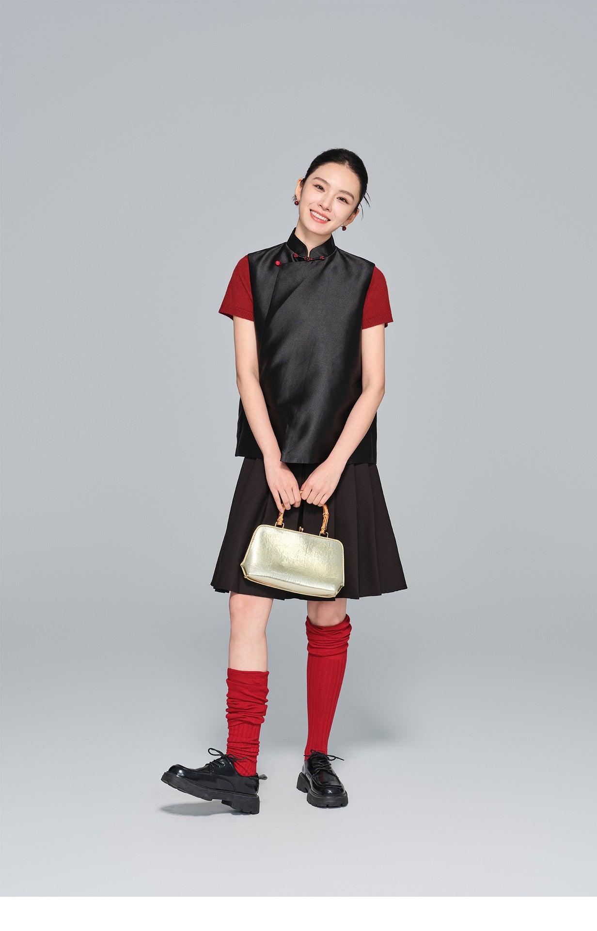 Elegant Stand Collar Layered Vest