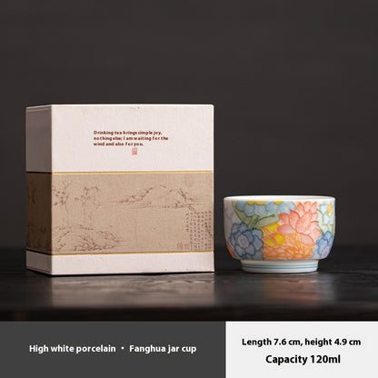 Jingdezhen Hand-Painted Underglaze Master Tea Cup Threaded Design