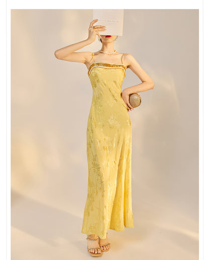 Elegant New Chinese Embroidered Jacquard Cardigan & Strap Dress Set