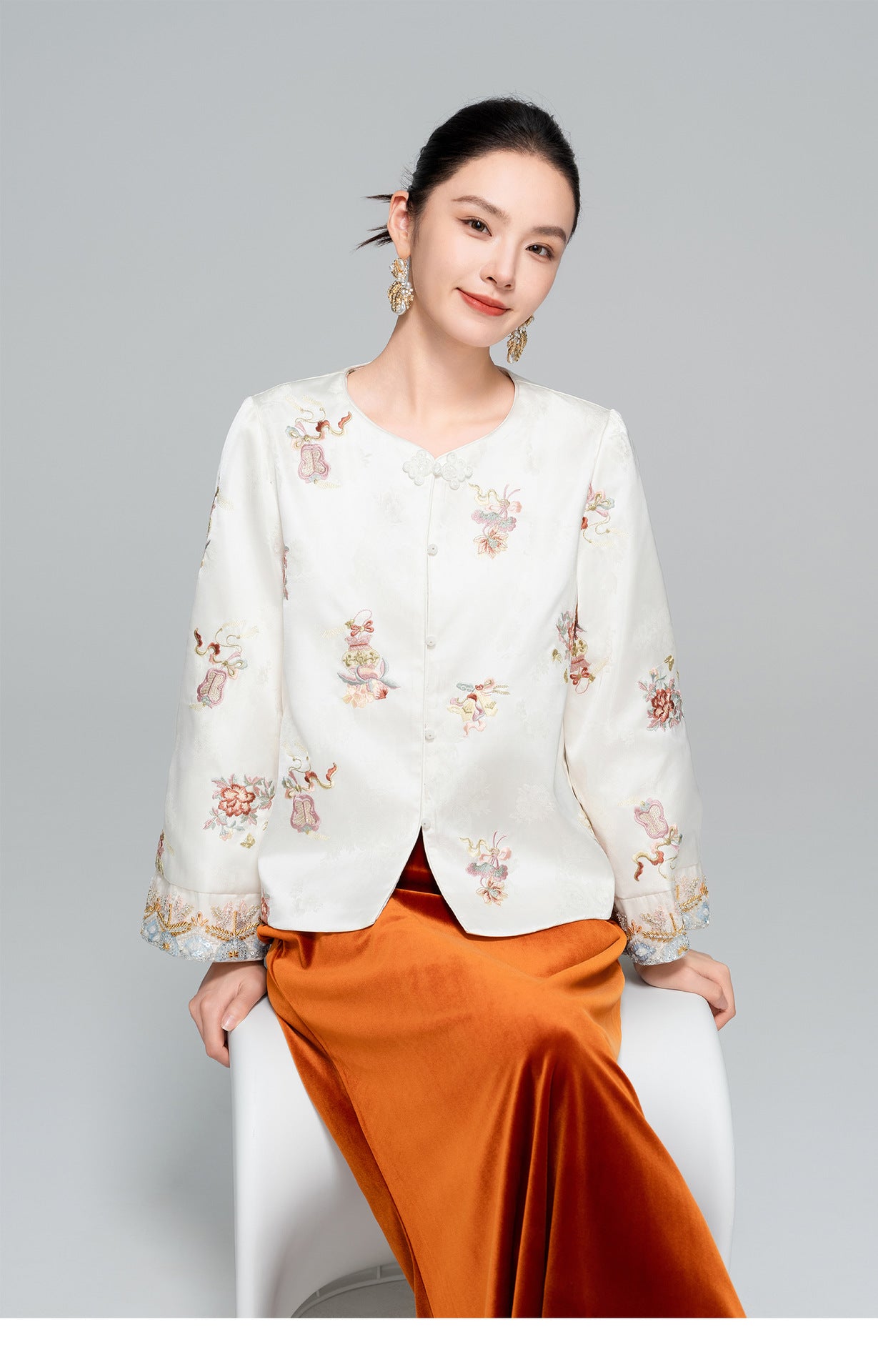 Elegant Embroidered Sequin Beaded Jacket for Women